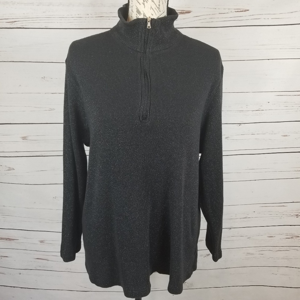 NORTHCREST Thermal Metallic Silver Thread Shirt 2X